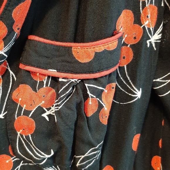 Vintage 70s Cherry 🍒 Wrap Dress 5/XXS - Picture 5 of 12